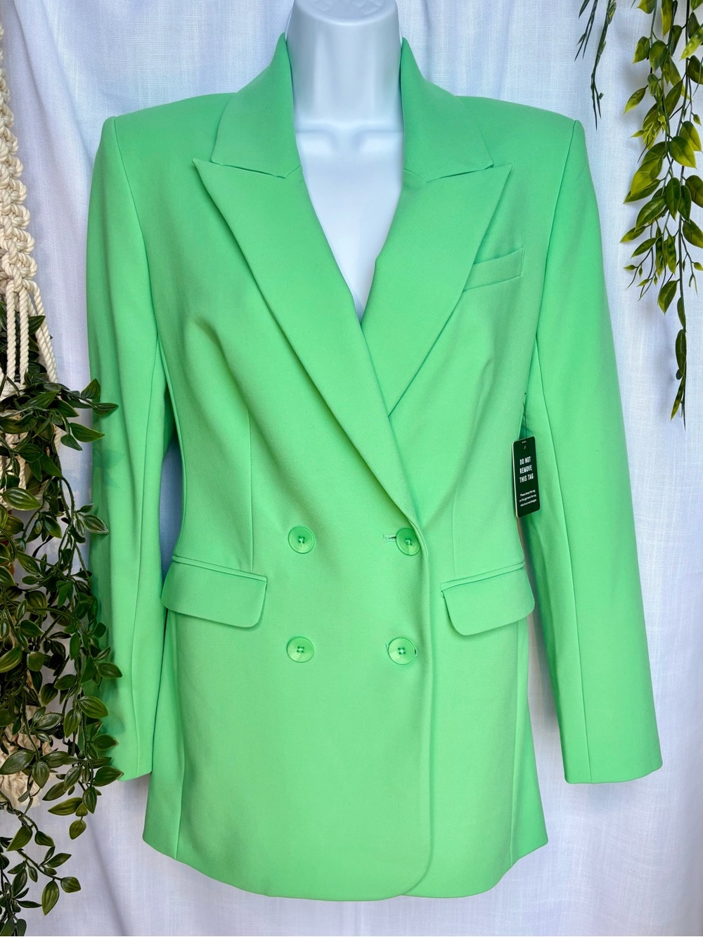 Express Double-Breasted Hourglass Blazer  - Bright Kelly - Size 4 - NWT
